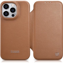 iCarer CE Premium Leather Folio iPhone 14 Pro Max Flip Magnetic MagSafe Leather Case Brown (WMI14220716-BN)