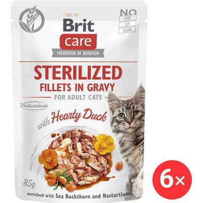 Brit Care Cat Sterilized Fillets in Gravy with Hearty Duck 6 x 85 g