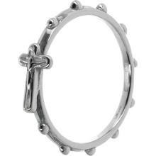 Argento Strieborný prsteň ruženec krížik 72644