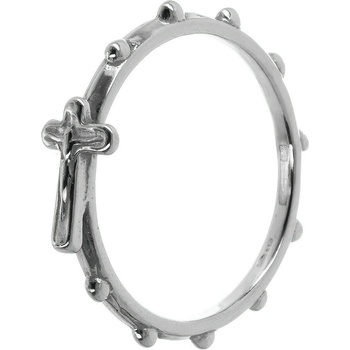 Argento Strieborný prsteň ruženec krížik 72644