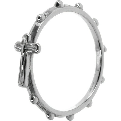 Argento Strieborný prsteň ruženec krížik 72644