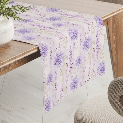 Biante Dekoračný behúň PML-069 Fialové kvety na bielom 20x120 cm