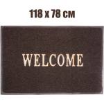  118 х 78 см кафява изтривалка с полиетиленови влакна и надпис welcome