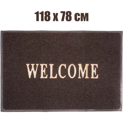 118 х 78 см кафява изтривалка с полиетиленови влакна и надпис welcome