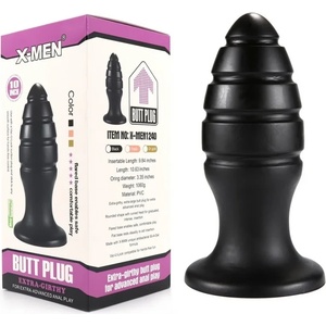  Анален разширител с вдлъбнатини, 25, 4см. - X-Men Butt Plug Black (XMEN000169)