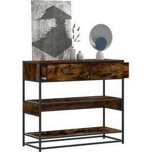 vidaXL Конзолна маса, опушен дъб, 90x35x80 см, инженерно дърво (849181)
