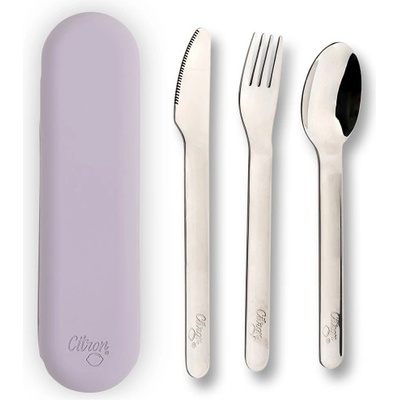 Citron Set příborů se silikonovým pouzdrem Purple Citron 3 ks