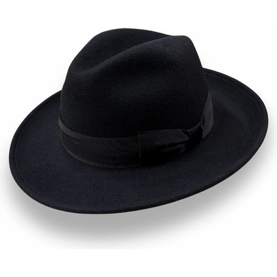 Krumlovanka vlněný plstěný klobouk styl fedora Co-P-043 černý