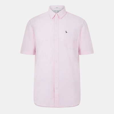 Jack Wills Мъжка риза с къс ръкав Jack Wills Short Sleeve Oxford Shirt Mens - Pink