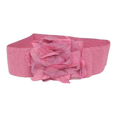 Дамски ластичен колан с голямо цвете в цвят пепел от рози