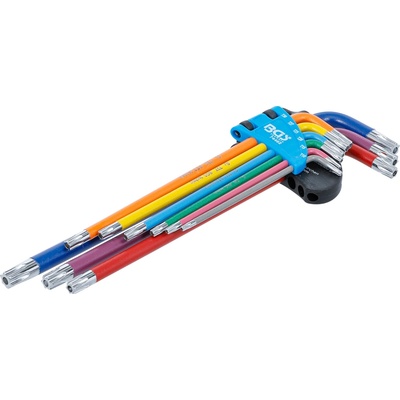 BGS Technic Zástrčné klíče T-profil pro TORX) T10 ÷ T50 Vícebarevné, extra dlouhé (Sada 9 ks BGS 74462