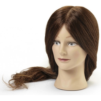 BraveHead 9853 XL Female Dark Brown cvičná hlava, 100% ľudské vlasy, 55-60 cm