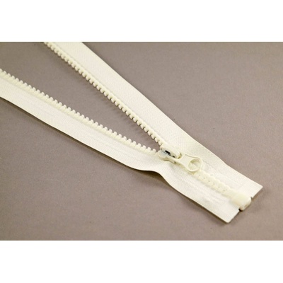 Deliteľný kostený zips - dĺžka (30 - 95 cm) - rôzne farby 60 cm Smotanová s okrúhlym jazdcom