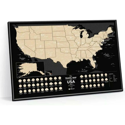 Čierna cestovná mapa USA Scratch off