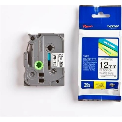 Páska Brother TZE-231, 12mm, bílá/černá, laminovaná, délka 8m