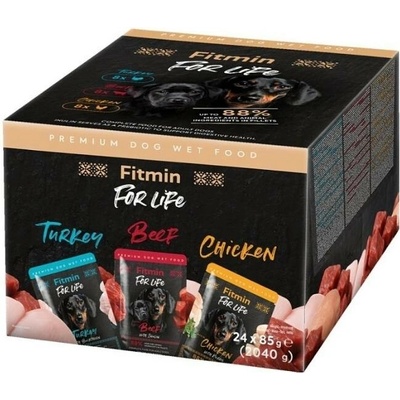 Fitmin For Life Dog Turkey Beef and Chicken 24 x 85 g