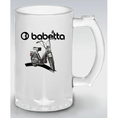 Babetta logo bílé. Šedá 210/215 Půllitr skleněný 500 ml
