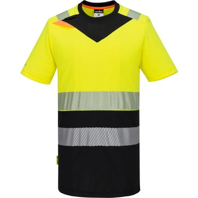 Portwest hi-vis dx4 dx434 / Светлоотразителна риза с къс ръкав - hv жълто/черно s (dx434ybrs)