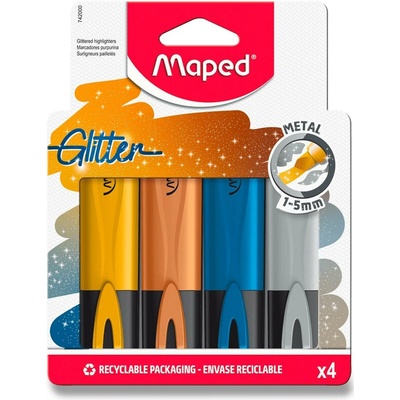 Maped Fluo Peps Glitter Metal sada 4 barev 742000