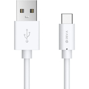 DEVIA Кабел Devia Kintone 6588, от USB Type А(м) към USB Type C(м), 1m, бял