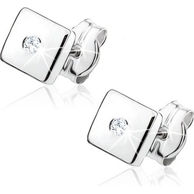 Šperky Eshop Diamantové náušnice z bílého 14K zlata lesklé čtverečky, čirý briliant S3BT501.54