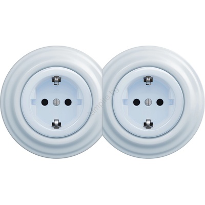 Kliklap - Двойна ретро розетка за дома с рамка SCHUKO 230V синя (KA0026C)