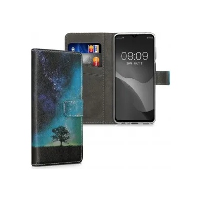 kwmobile Флип калъф с дизайн дърво за Samsung Galaxy M33 5G - син