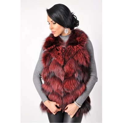 Max Original Leather dámska kožušinová vesta ZHQP3083 Red