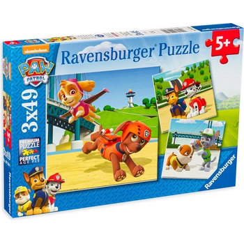 Ravensburger Пъзел Ravensburger от 3 x 49 части - Отбор 4 лапи, Пес Патрул (09239)
