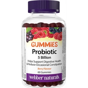 Webber Naturals Пробиотик Гъми 5 млрд. активни пробиотици, 60 желирани таблетки, с вкус на горски плодове (3943 wn)