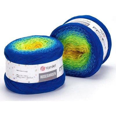 Pletací příze YarnArt ROSEGARDEN 320 modro-zeleno-žlutá, melírovaná (duhová), efektní, 250g/1000m