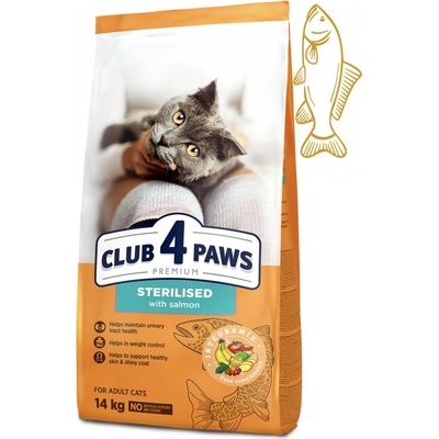 CLUB 4 PAWS Premium With salmon For adult Sterilised cats 14 kg