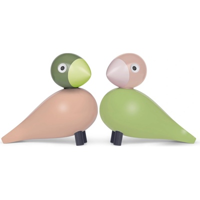 Kay Bojesen Дървена украса Lovebirds зелена и розова 2 бр (39357)