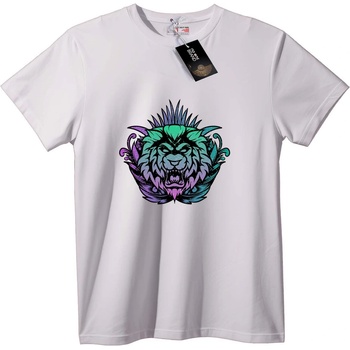 NOONEBRAND Тениска Неонов Лъвски Глава - 2XL, White