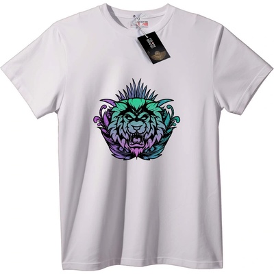 NOONEBRAND Тениска Неонов Лъвски Глава - 2XL, White