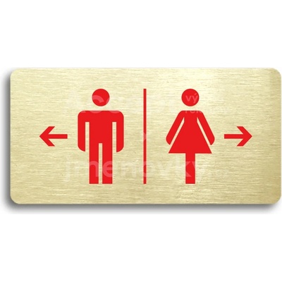 ACCEPT Piktogram WC MUŽI VLEVO, WC ŽENY VPRAVO - zlatá tabulka - barevný tisk bez rámečku