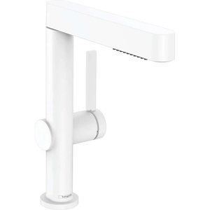 Hansgrohe Finoris - Смесител за мивка 230, с Push-Open изпразнител и изтеглящ се душ, EcoSmart, бял мат 76063700 (76063700)