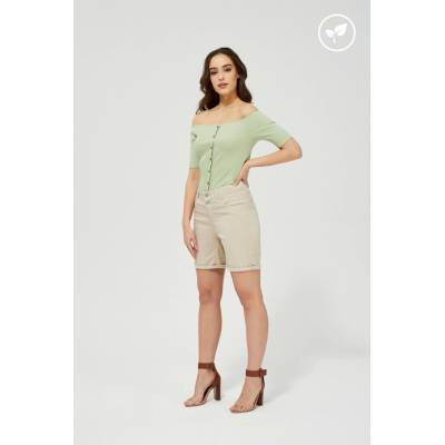 Lyocellové šortky bílá krémová světle zelená