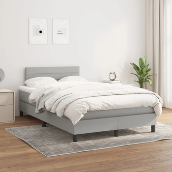 vidaXL Боксспринг легло с матрак, светлосиво, 120x200 см, плат (3140121)
