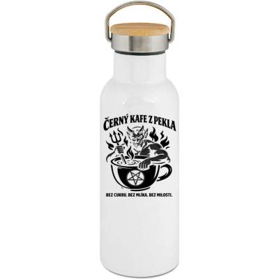 123TRIKO termoska Černý kafe z pekla, černý potisk 500 ml vtipné