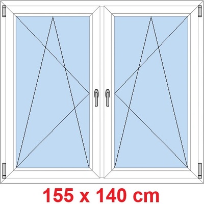 Soft Dvoukřídlé plastové okno 155x140 cm OS+OS se sloupkem Bílá