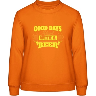 AWDis Sweat mikina Dobré dni začínajú pivom Orange Crush