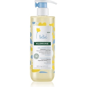 Klorane Bébé Calendula нежен измиващ гел за деца от раждането им с дозатор 500ml