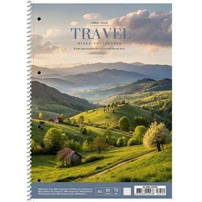 SHKOLYARYK Spirálový sešit Travel mix motivů čtverečkovaný A4