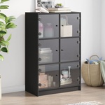 vidaXL Висок шкаф, черен, 68x37x109 см, инженерно дърво (3295851)
