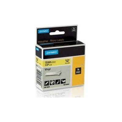 Originální páska pro DYMO 18432, S0718450, černý tisk/žlutý podklad, 5.5m, 12mm, RHINO vinylová profi D1