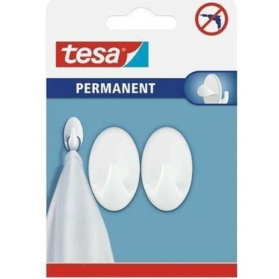 tesa Permanent Háčky plastové vel. S oválné bílé, 2 ks