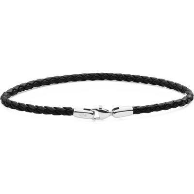Daniel Wellington Pletený čierny kožený náramok Sheffield Daniel DW004017 17,5 cm