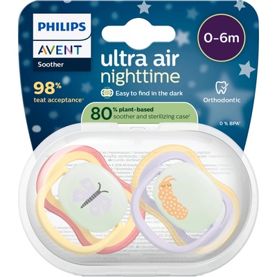 Philips Avent dudlík Ultra air night motýl/housenka 2 ks