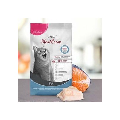 PLATINUM Пълноценна суха храна за кастрирани котки Platinum MeatCrisp Sterilised Fish с 82% Прясна Риба